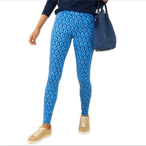 J. McLaughlin Rhonda Vibrant Blue Geometric Leggings - Picture 1 of 5